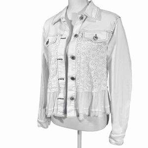 Chaqueta vaquera Scully Western blanca denim con inserción de encaje para mujer mediana vaquera - Imagen 1 de 10