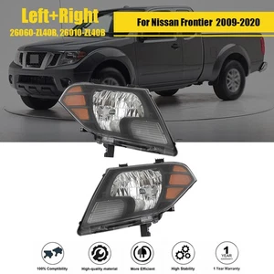 For Nissan Frontier 2009-2020 Halogen Headlights Assembly Black Left+Right Side - Picture 1 of 12