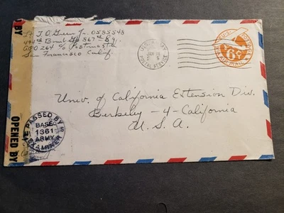 APO 264 ANGUAR, PALAU ISLAND Censored WWII Army Cover 867th Sqdn, 494 BOMB Gp - Image 1 of 2
