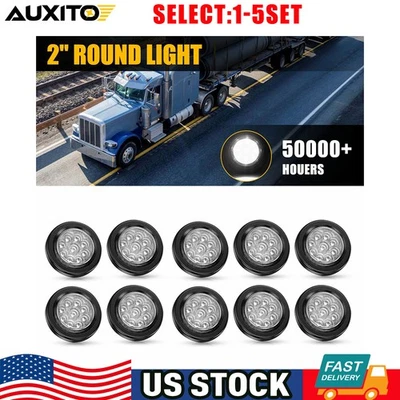 Remolque redondo transparente DOT de 2" 9 luces marcadoras LED con ojal para camión autobús 10-50X Foto 1 de 2