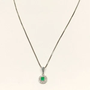 Jewelry Pendant Necklace Emerald 0.23ct Platinum 4400857 - Picture 1 of 11