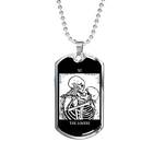 Tarot Card Necklace The Lovers Kissing Skeletons Stainless Steel or 18k Gold Do