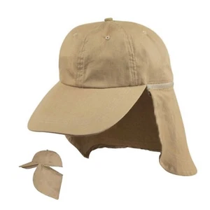 Ear Flap Cotton Long Visor Sun Hats Caps Washed Hunting Hiking Beach - Picture 1 of 4