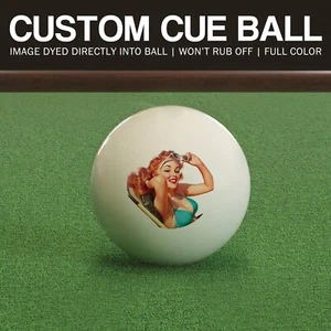Custom Pool Ball – Pin-Up Redhead at the beach - Picture 1 of 1