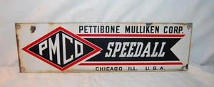 VINTAGE ENAMELED RAILROAD SIGN PETTIBONE-MULLIKEN SPEEDALL - Picture 1 of 5