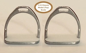HORSING AROUND Classic 1:12 Model Scale ENGLISH STIRRUPS w/ WHITE DIAMOND TREADS - Bild 1 von 3