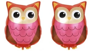 2pcs Owl Foil Balloons Air Fill Party Decoration Birthday Woodland Animal Theme - Picture 1 of 3