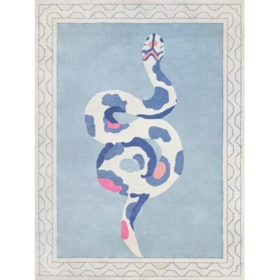 Snake Luxury White Wool Hand Tufted Designer Wool Tufted Rug Carpets - Image 1 of 4