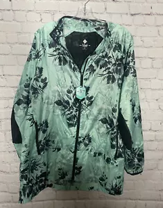 NEW LuLaRoe Rise Collection Sz 1X Determined Zip Jacket Black & TEAL Floral - Picture 1 of 11