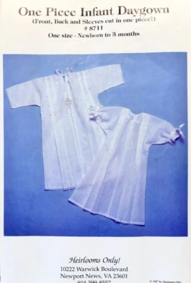 HEIRLOOM Sewing Pattern: One Piece Infant Daygown #8711 One Size Newborn-3Months - Image 1 of 2