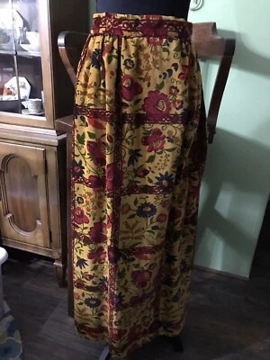 vtg tannerway by melba hobson 10 velvet floral gold & red multi maxi skirt - Image 1 of 4