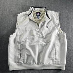 Chaps Vintage XL Herren Golf Weste Quarter Zip Beige ��Hoodie Style Tasche *Riss - Bild 1 von 10