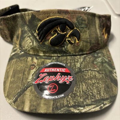 Iowa Hawkeyes Visor Cap NCAA Zephyr Adjustable Adult Camouflage Mossy Oak Hat - Image 1 of 4