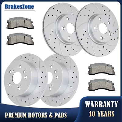 Kit de pastillas de rotores de freno delanteros y traseros aptos para Lexus ES350 2007-2012 perforadas ranuradas Foto 1 de 4