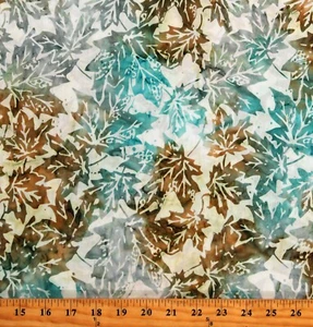 Cotton Batik Blue Ridge Batiks Frost Leaves Nature Fabric Print by Yard D178.39 - Picture 1 of 1