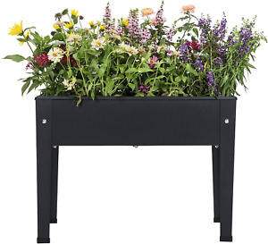 Piksedo Raised Garden Bed, Elevated Planter Metal Plant Box with Legs Standing G
