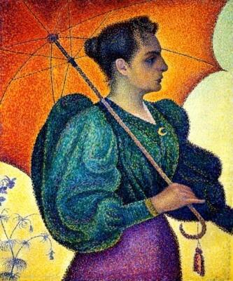 DAMA MUJER CON PARAGUAS BONITOS GESTOS 1893 PINTURA FINA DE PAUL SIGNAC REPRO Foto 1 de 3