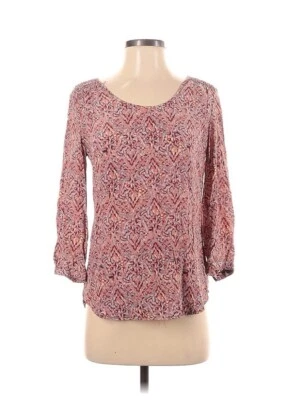 Blusa túnica boho Max Studio talla XS 100 % seda manga larga estampado rosa Foto 1 de 3