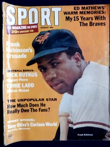Sport magazine Aug. 1966, Robinson, Butkus, Mathews, Ladd, Nicklaus, Oliva, Ruth - Picture 1 of 21