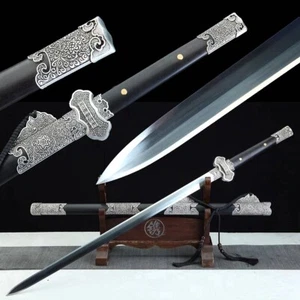 Espada china KUNGFU de acero al manganeso forjado a mano Tang flor Jian afilada - Imagen 1 de 11