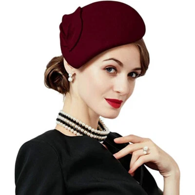 Flor Mujer Vestido Fascinador Lana Fieltro Fedora Pastillero Sombrero Fiesta Boda Boina Foto 1 de 2