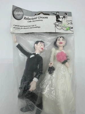 Decoración de pastel de boda Wilton cómico humorístico vintage 1991 novio renuente nuevo de stock Foto 1 de 4