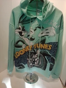 Looney Tunes Hooded Long Sleeve Sweatshirt "That's All Folks!" Size Lg - Picture 1 of 4