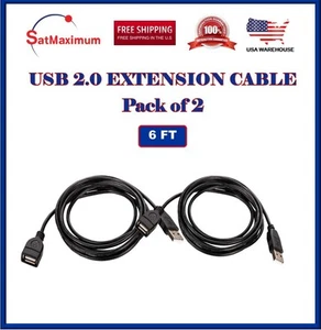 2-Pack – 6FT USB 2.0 Extension Cable A Male to A Female –High-Speed Cord Black - Picture 1 of 6