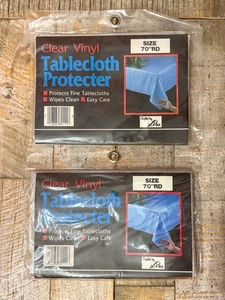 Clear Vinyl Plastic Tablecloth Protector Lot Of 2, 70” Round Table Cloth Vintage - Picture 1 of 5