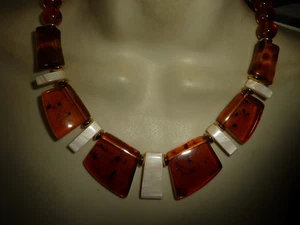 KUNSTSCHILDPATT BRAUN & MOPP LATZ 9" L HALSKETTE #29/30 - Bild 1 von 5