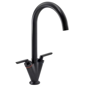 Modern Black Kitchen Mixer Tap Sink Mounted Two Levers - Picture 1 of 4