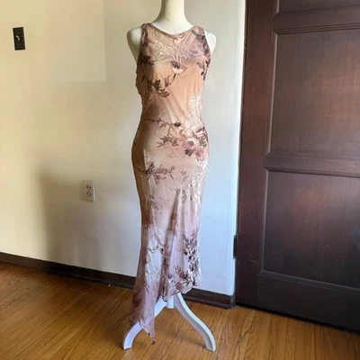 ALEXIA ADMOR | Y2K стиль выгорания шелк асимметричный подол русалки миди платье маленький - Изображение 1 из 4