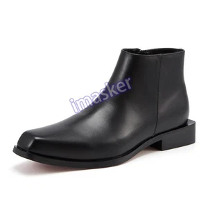 Mens Ankle Boots Side Zip Square Toe Casual boots casual Dress Shoes - Picture 1 of 13