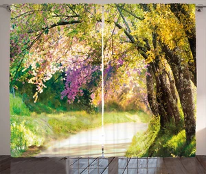 Landscape Curtains Spring Park Walkway Window Drapes 2 Panel Set 108x84 Inches - Picture 1 of 2