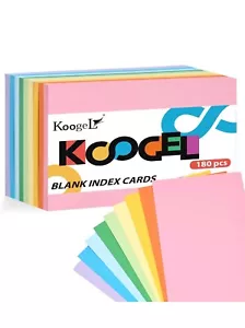 Blank Index Cards 180PCS Flash Cards Unruled 5 x 8 Inch Note Cards Study Cards - Picture 1 of 6