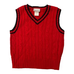SAMARA V-Neck Pullover Sweater Vest Boy's Size 24 Months Red Navy Trim Christmas - Picture 1 of 11