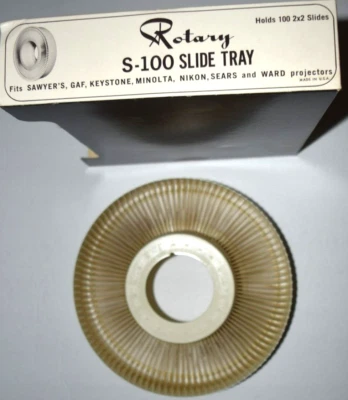 S-100 ROTARY SLIDE TRAY, White Color (8.50" Diameter) Holds 100 Slides, Used - Image 1 of 4