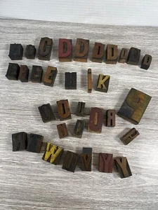 Wood Letter Stamps Hand Made various sizes 1-2" average in size lot of 32 - Picture 1 of 12