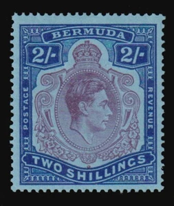 1943 KGV1 2/- purple & deep blue/pale blue "Keyplate" HV definitive SG116d M/M - Picture 1 of 2