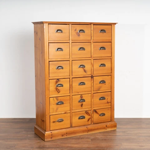 Antique Pine Apothecary Cabinet Chest of 18 Drawers, Denmark, circa 1880 Cover