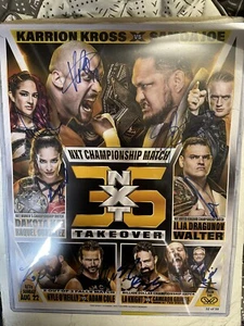 WWE WWF NXT TAKEOVER 35 2022 SIGNED MATCH CARD POSTER 32/50 WRESTLEMANIA - Picture 1 of 2