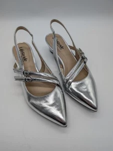 Life Stride Monique Heel Size 7 Pump Shoe Sandal Silver Slingback Softsystem - Picture 1 of 5
