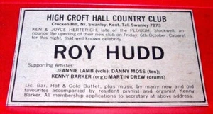 Roy Hudd Swanley Appearance Vintage ORIGINAL 1972 Press/Magazine ADVERT 3.5"x 2" - Picture 1 of 3