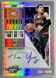 2018 Panini Contenders Optic Prizm Trae Young Rookie Ticket Auto RC SP Hawks  - Picture 1 of 8