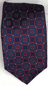JoS. A. Cravatta BANK Signature Collection 100% seta blu rossa stampa geometrica NUOVA $99 - Foto 1 di 5