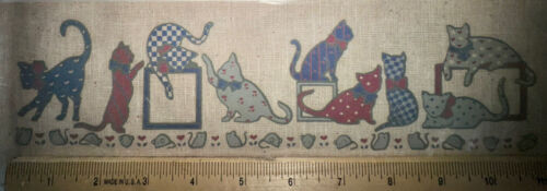 Kittens Calico Cats Mice Heart Flowers Iron On Transfer Patch Fabric Vintage 80s
