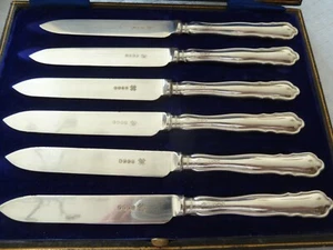 Vintage englisches Half Set (6) Sterling Silber Wüsten-/Gebäckmesser - Bild 1 von 3