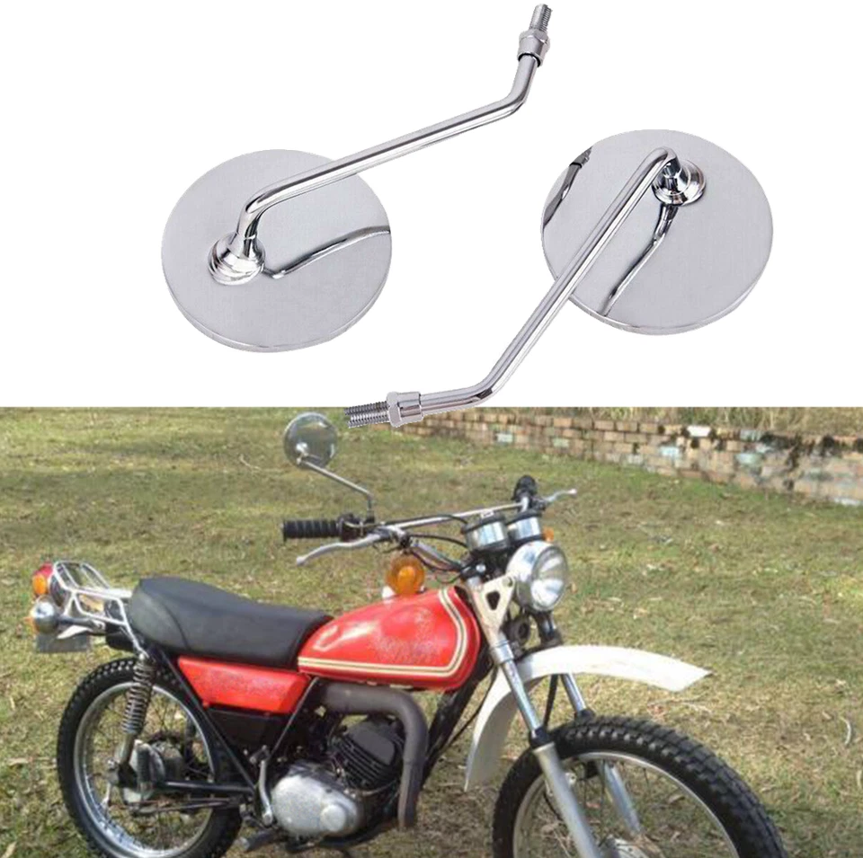 Motorcycle Rearview Mirrors For Yamaha DT100 DT175 DT250 DT400 XS400 XT500 TX750 - Image 1 of 4
