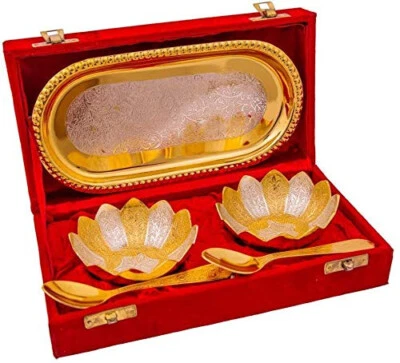 Silver and Gold Plated Bowl Set with Royal Velvet Gift Box - Image 1 of 4