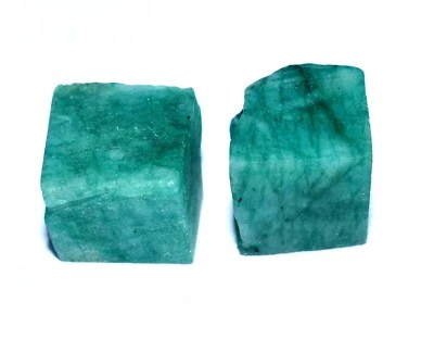 30.65 Ct Natural Green Zambian Emerald Pair Of Cubic Specimen Rough - image 1 of 3